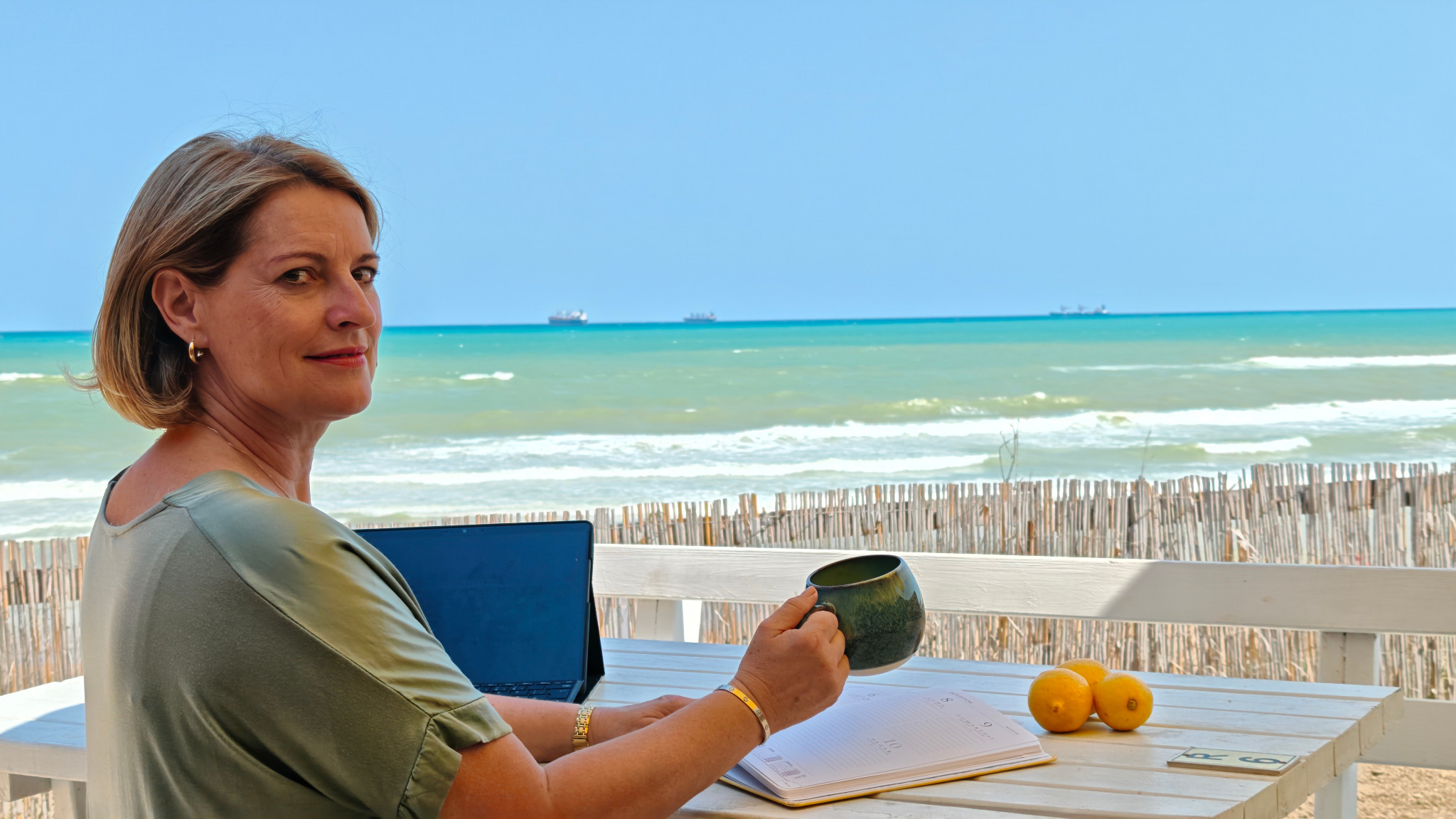 Calm workspace with lemon tree view